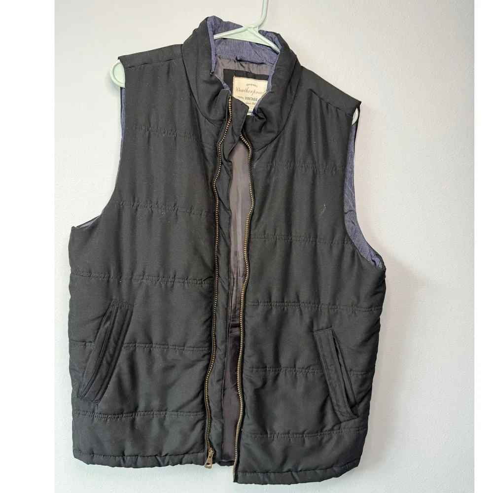 Weatherproof Vintage Mens Black Quilted Puffer Vest Full Zip Size Medium M